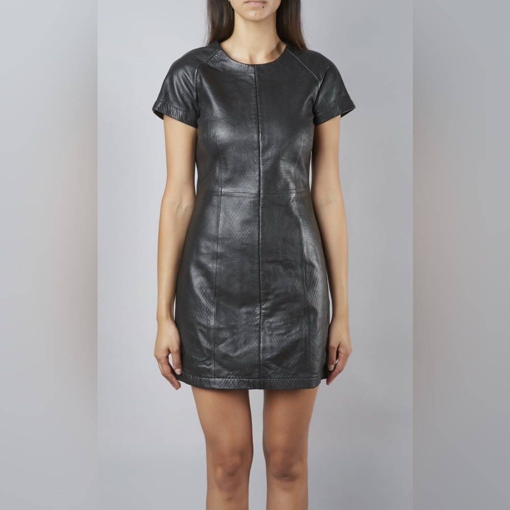 Muubaa Black Leather Mini Dress